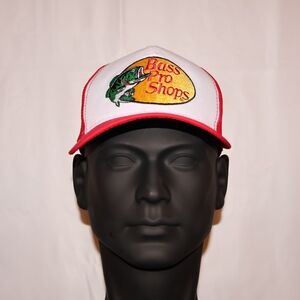 Bass Pro Shops Red and White Cap with Fish Logo